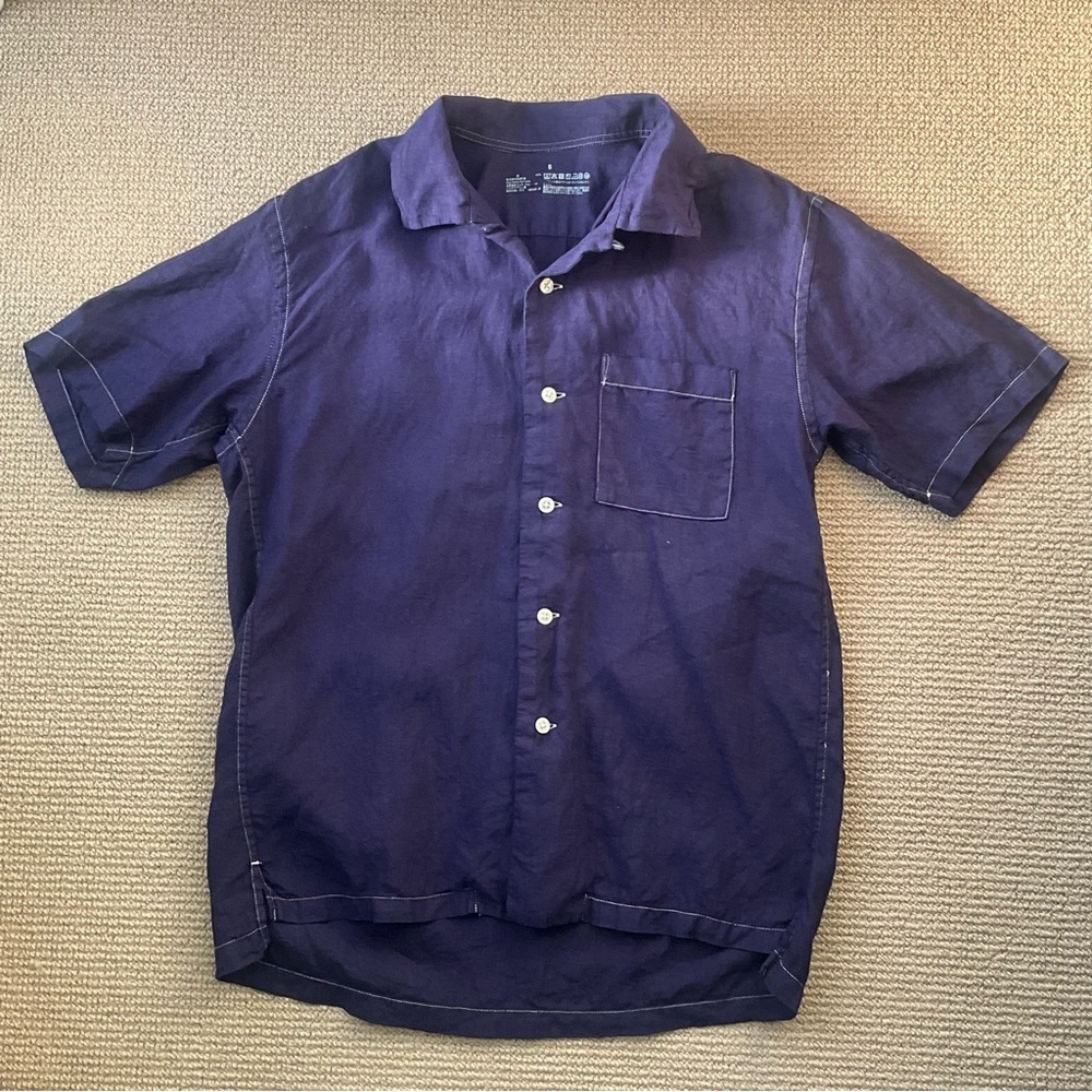 Muji Men’s Indigo Hemp Short Sleeve Shirt